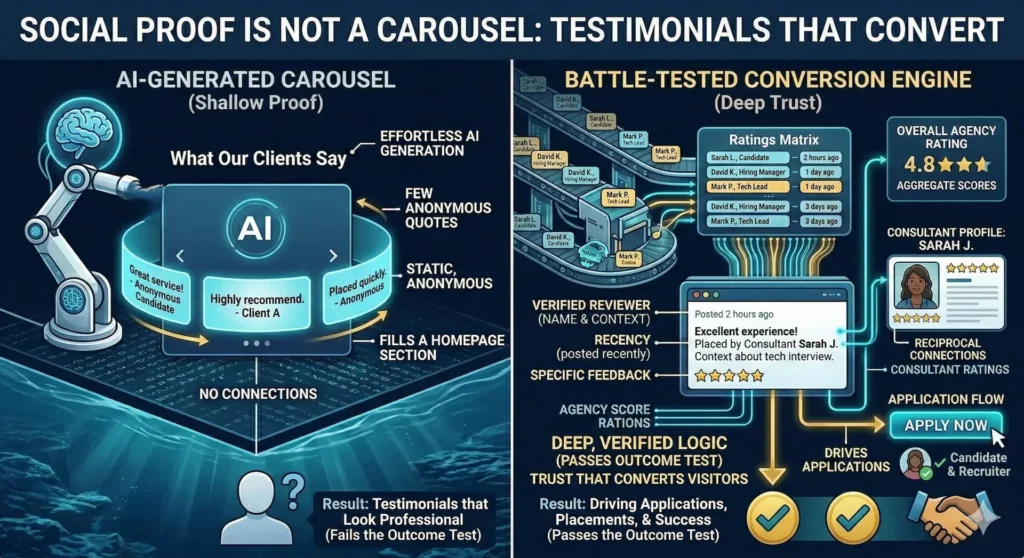 Social proof is not a testimonial carousel